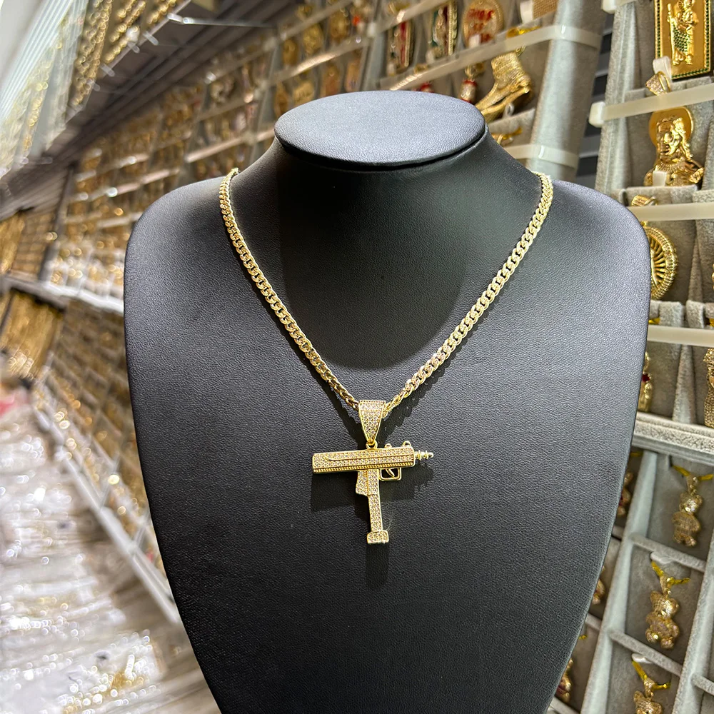 VCT original special price pistol pendant hip hop zircon rap jewelry copper material men and women pendant
