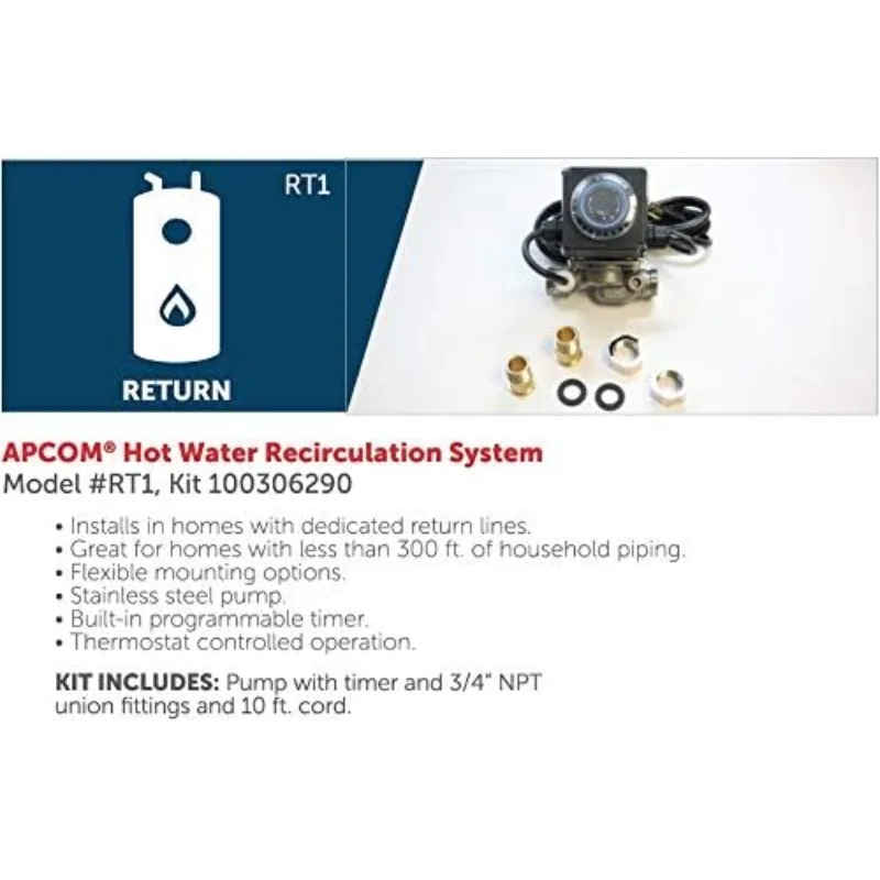 Warmwasser-Umwälzpumpsystem mit integriertem Timer – spezielle Rücklaufleitung