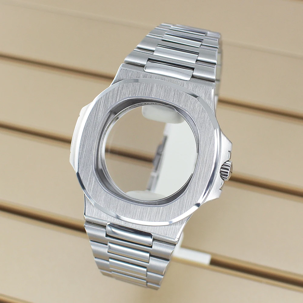 Silvery 43.3mm Luxury Watch Case With Sapphire Crystal For Miyota 9015 30mm Dial Watch Accessories ultra thin Modified Nautilus - Image 2