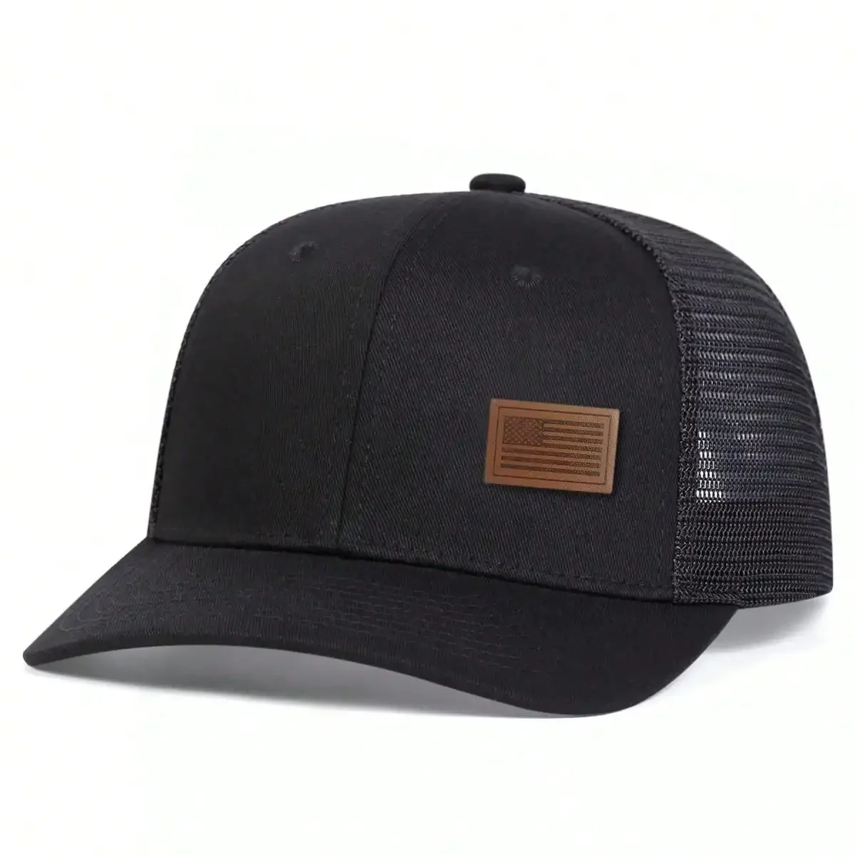 Unisex American Flag Leather Label Baseball Net Caps Spring Summer Outdoor Adjustable Casual Hats Dad Hat Sunscreen Hat
