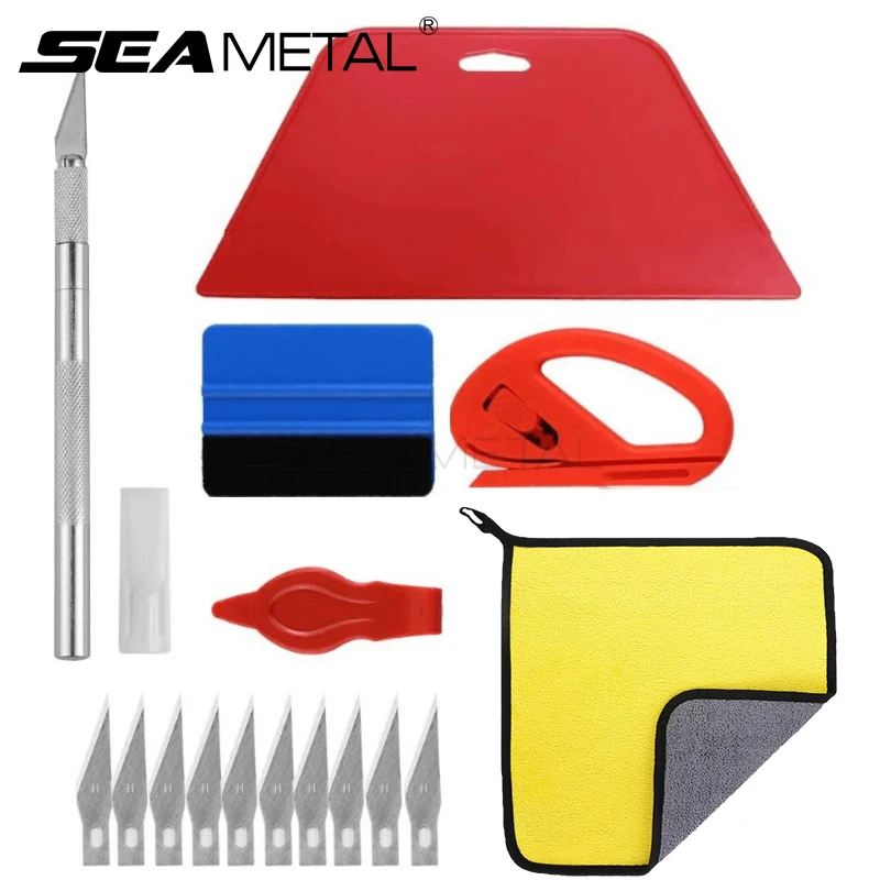 SEAMETAL Car Vinyl Wrapping Tool Kit Scraper Cutter Film Wallpaper Smoother Kit Installation Window Film Squeegee Wrap Tool