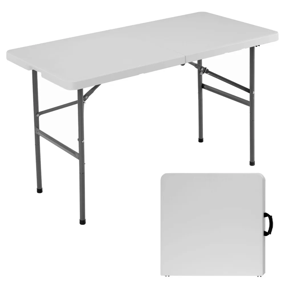 

4ft Folding Table Outdoor Indoor Heavy Duty Portable Table with Carrying Handle for Camping Picnic Party