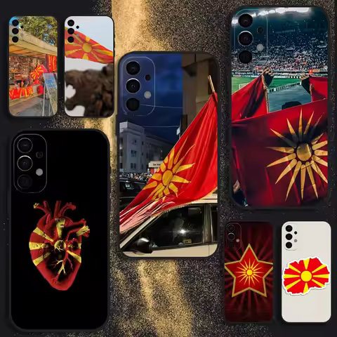 Macedonia Flag Phone Case For Samsung S25,S24,S21,S22,S23,S30,Ultra,S20,Plus,Fe,Lite,Note,10,9,5G Black Cover