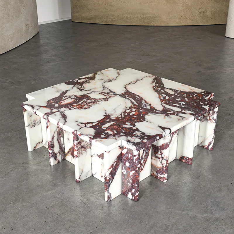 S% Living Room Calacatta Marble Square Natural Marble Coffee Table