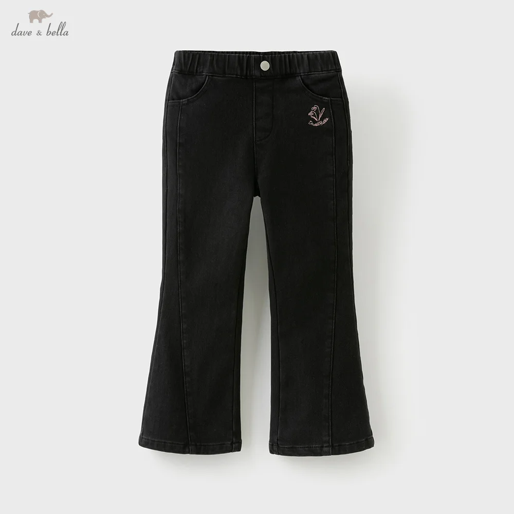 

Детские широкие джинсы Dave Bella, зима-осень, бархатные хлопковые теплые брюки для девочек, повседневная верхняя одежда, детские брюки DK425404040