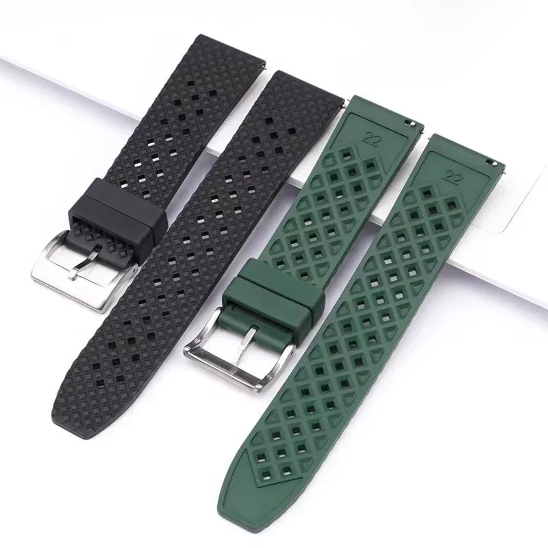 New Designed Honeycomb Fluorine Rubber Strap 18mm 20mm 22mm 24 Quick Release Watchbands For Seiko SRP777J1 Replacement Wristband