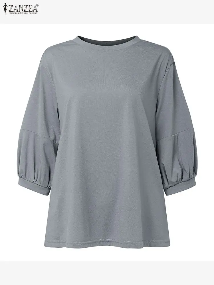 بلوزات خريفية للسيدات من ZANZEA موضة 2025 بلوفرات بأكمام واسعة 3/4 بلوزات كورية غير رسمية بلون سادة بلوزة كبيرة الحجم #1
