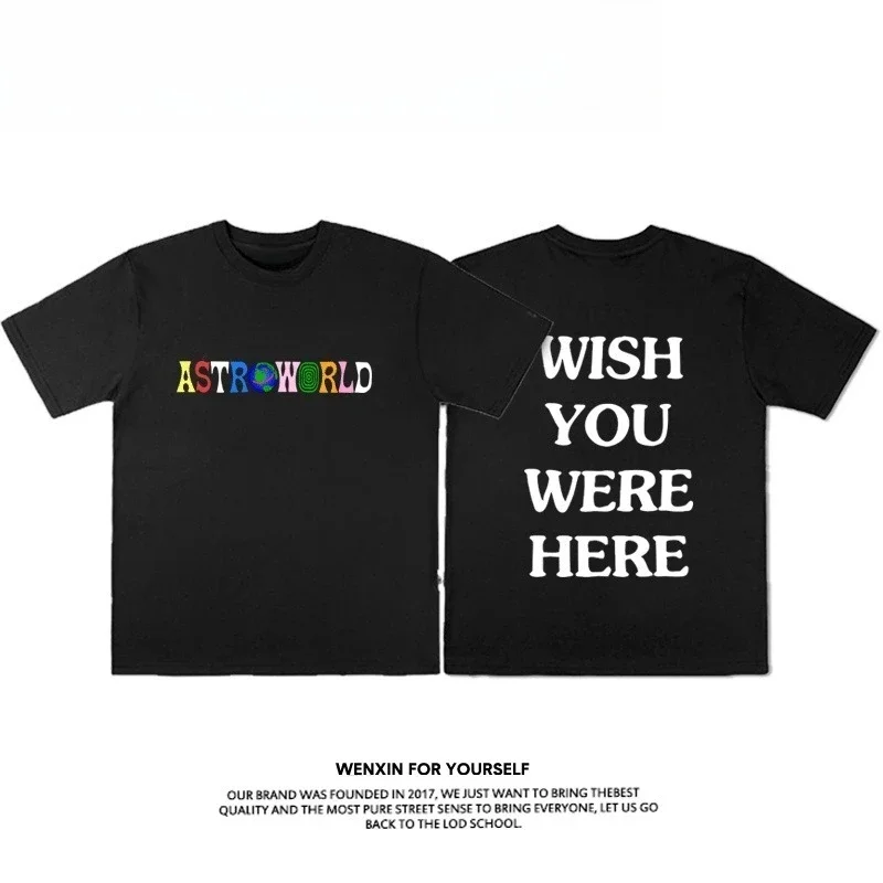 ترافيس سكوت الهيب هوب أستروورلد القطن المطبوع تي شيرتات قصيرة الاكمام الاتجاه الأوروبي والأمريكي الراب الهيب هوب الراب الذكور الذكور