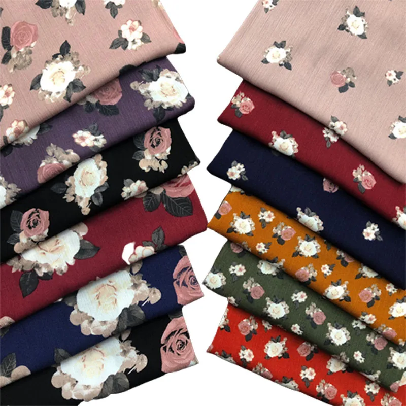 100cm*130cm  Flower Rayon Fabric Soft Viscose Material For Dress Shirt Little broken rose summer vacation tissus costura