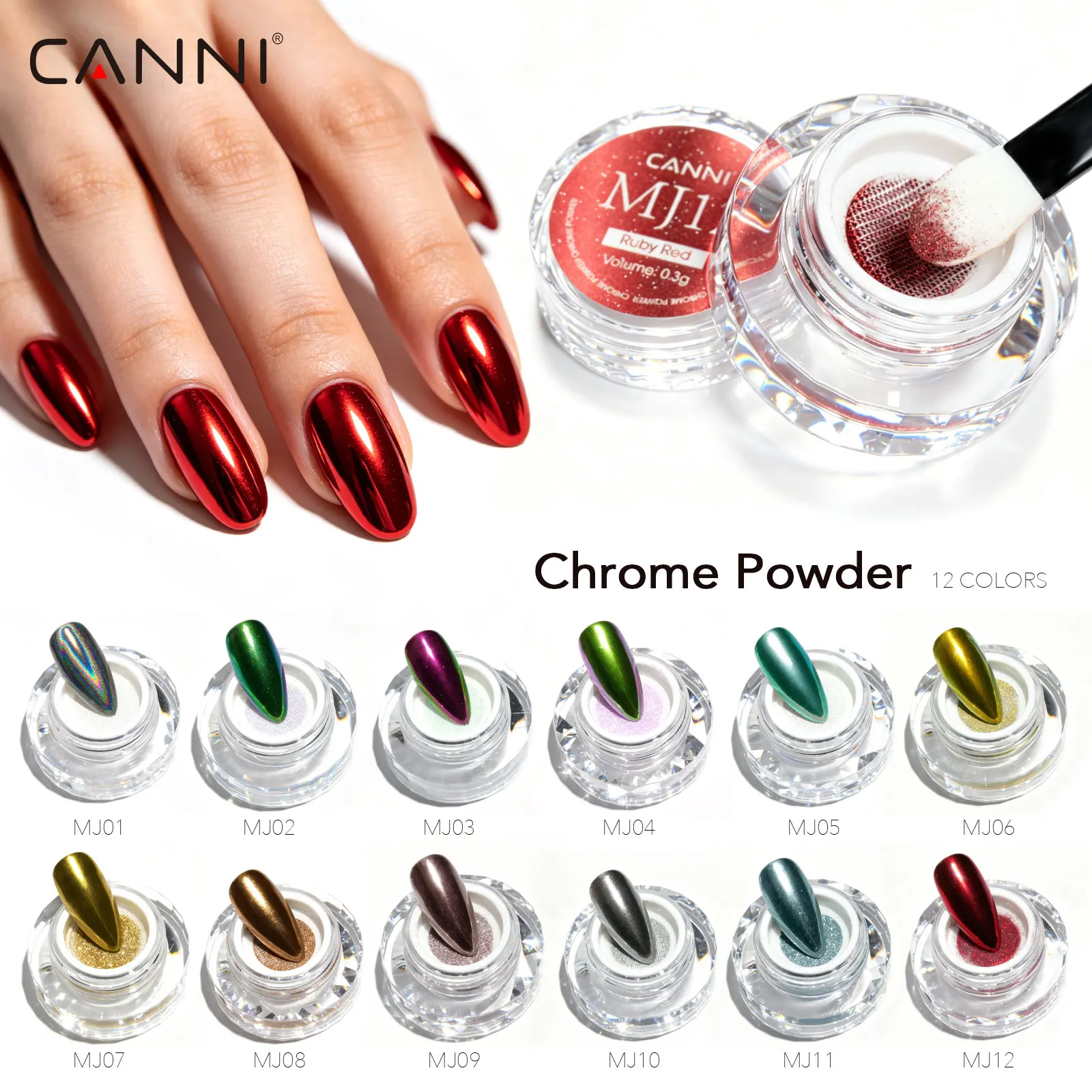 CANNI Chrome Powder Aurora Mirror Effect Pigment Glitter Dust for Nails Gel Polish Holographic Decoration Highly Pigmented