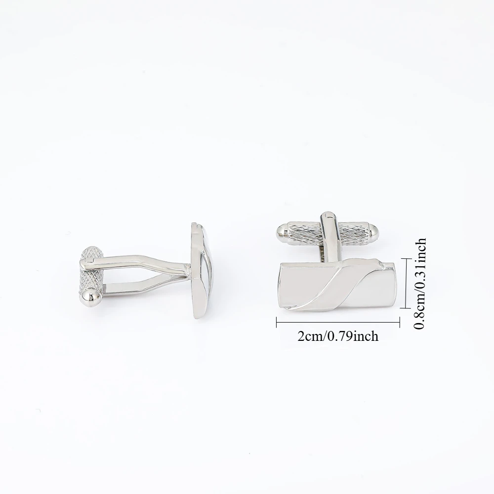 Silver Twisted Rectangular Cufflinks Geometric Twisted Line Design Cufflink Business Dress Wedding Shirt Sleeve Nails Decoration