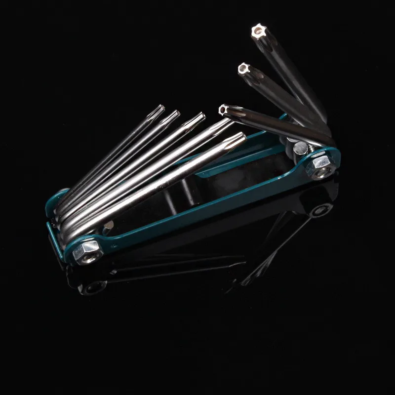 8PCS Folding Hex Key Box End Wrench Set Allen Key Hexagon Flat Ball Torx Star Head Spanner Key Set Repair Car Hand Tools