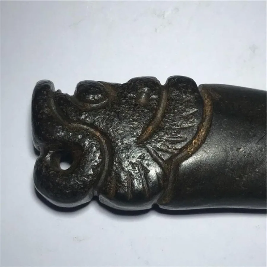 China Hongshan Culture Stone Statue Hand Carved Amulet Tiger Tooth Meteorite Pendant Ancient Natural Meteorite Xizang Collection