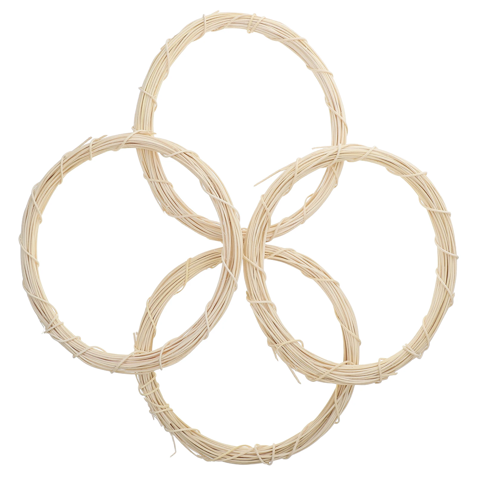 

4Pcs Rattan Wreath Beige Wicker Rustic Circle Frame for Door Wall Window Wedding Celebration Twigs Wreath Wedding