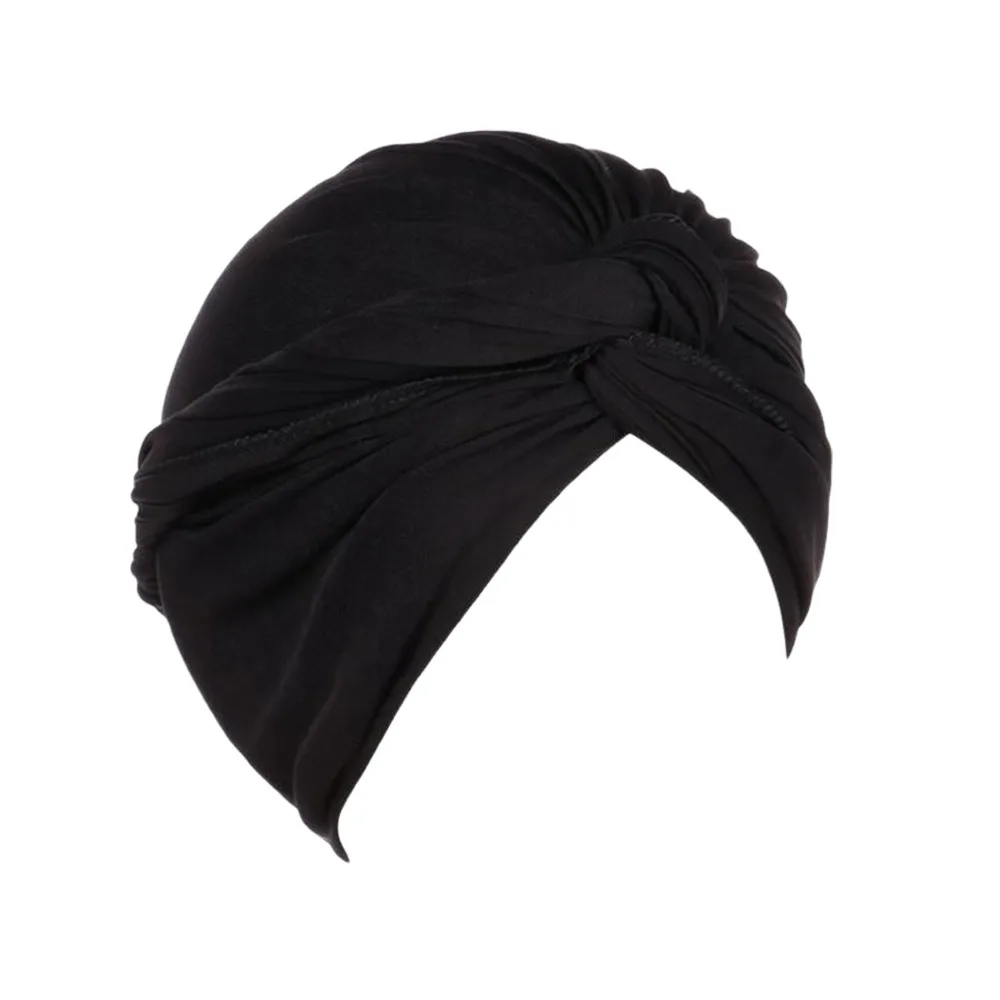 

Vintage Hijab Caps Wrap Style Elastic Twist Knot Turban Hat Soft Polyester Breathable Islamic Headband Women Headwear
