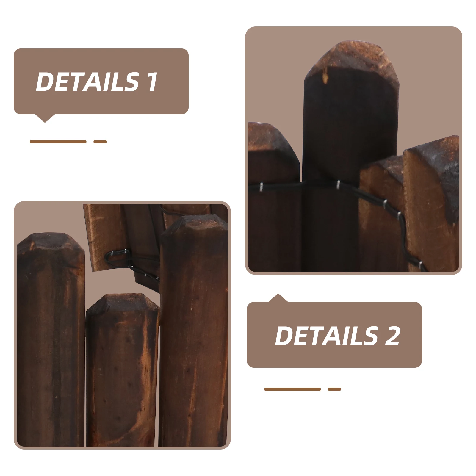 

Wooden Garden Fence Mini Border High Class Wood Iron Material Lightweight Easy Install Yard Decor Scene Fences Pastoral