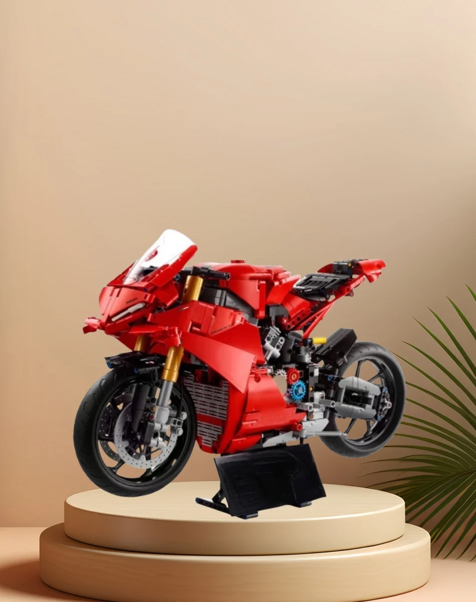 New MOC red motorcycle model building block display piece children's boy holiday gift