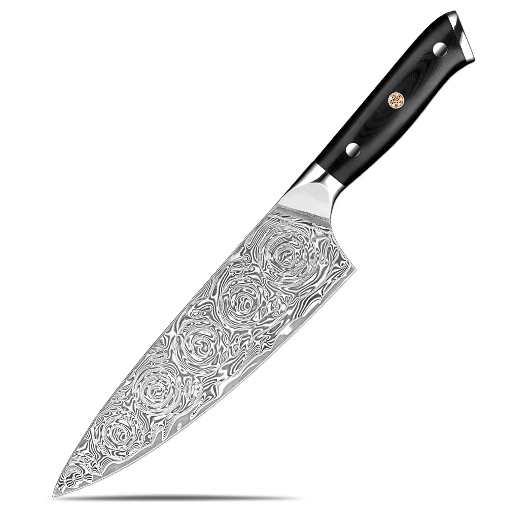 New Chef Knife Damascus Steel 8 Inch Kitchen Cutting Tools Ultra Sharp With VG-10 Steel Core Full Tang G10 Handle Fast Delivery