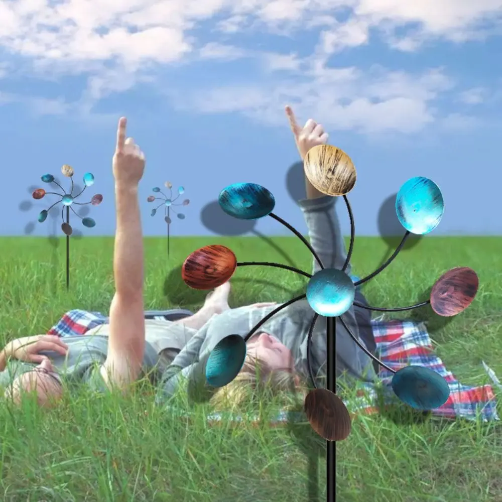 

Садовая декоративная куча, металлический вращатель ветра, вращающийся железный художественный ветрогироскоп, съемный креативный ветряная мельница в форме цветка, двор