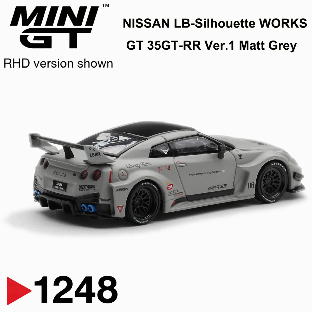 MiniGT 1248 MGT01248 1:64 LBWK LB‑Silhouette WORKS GT 35GT‑RR Ver.1 Matt Grey RHD Diecast Collectible Model Vehicles image 4