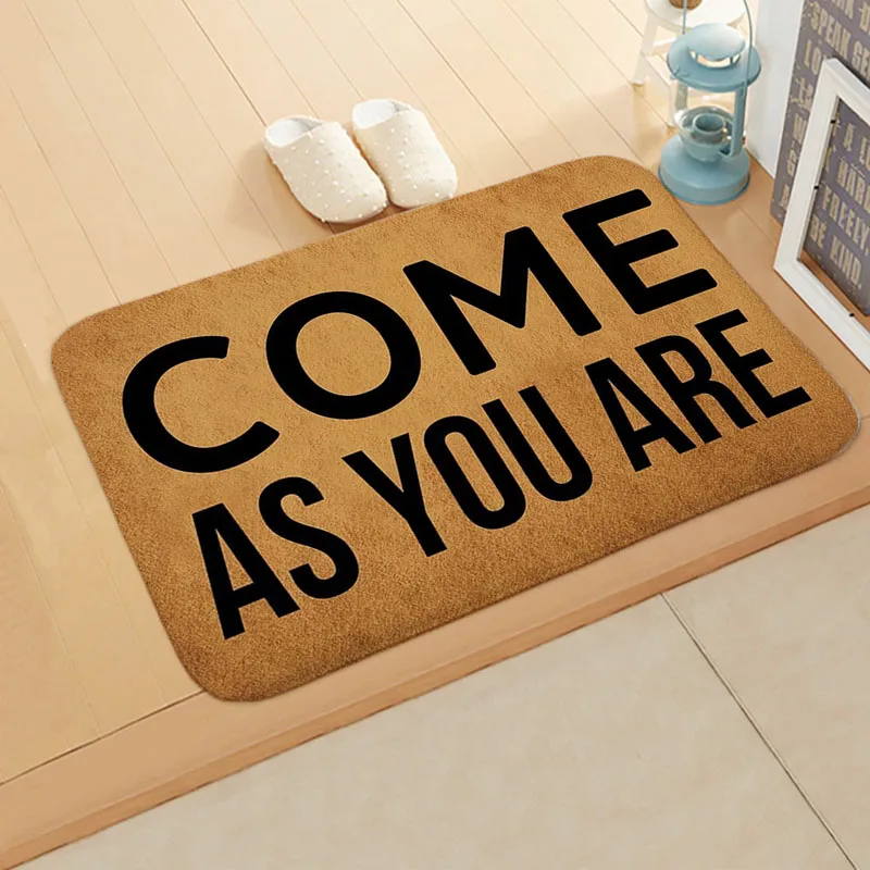 Welcome Doormat Welcome Letters Anti-Slip Door Mat Carpet Doormat Letters Flannel Outdoor Kitchen Living Room Floor Mat Rug