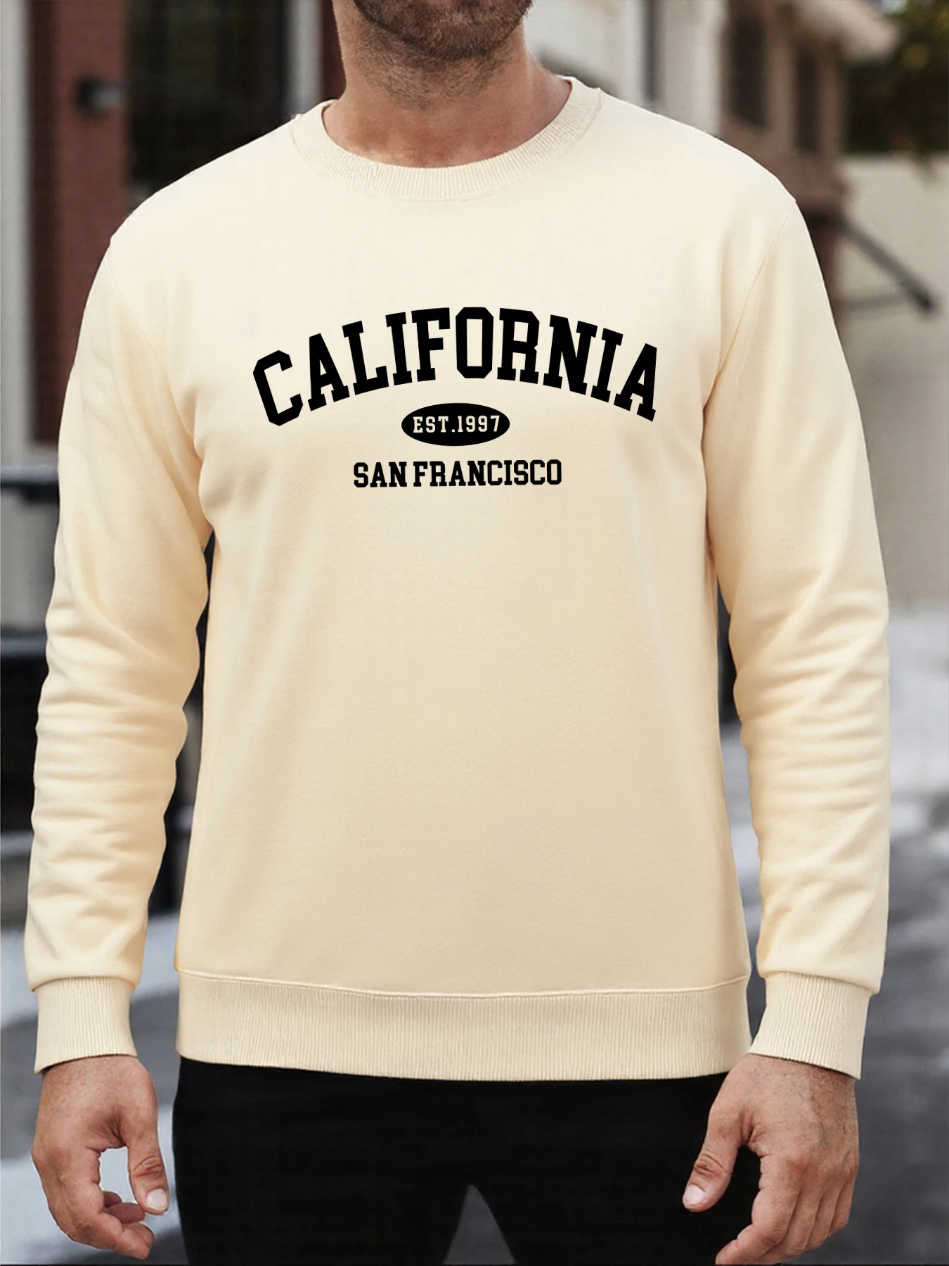 كاليفورنيا سان فرانسيسكو مطبوعة الرجال البلوفرات الصوف البلوز الشارع ملابس رياضية كاجوال مريحة المتضخم الملابس للجنسين