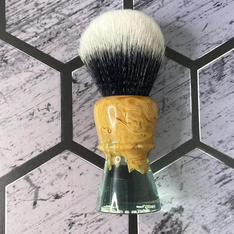 YAQI Cavern Lake Tuxedo Knot Men Wet Shaving Brush - Mens grooming gift travel beard care tool Soft Synthetic, Fast Shipping