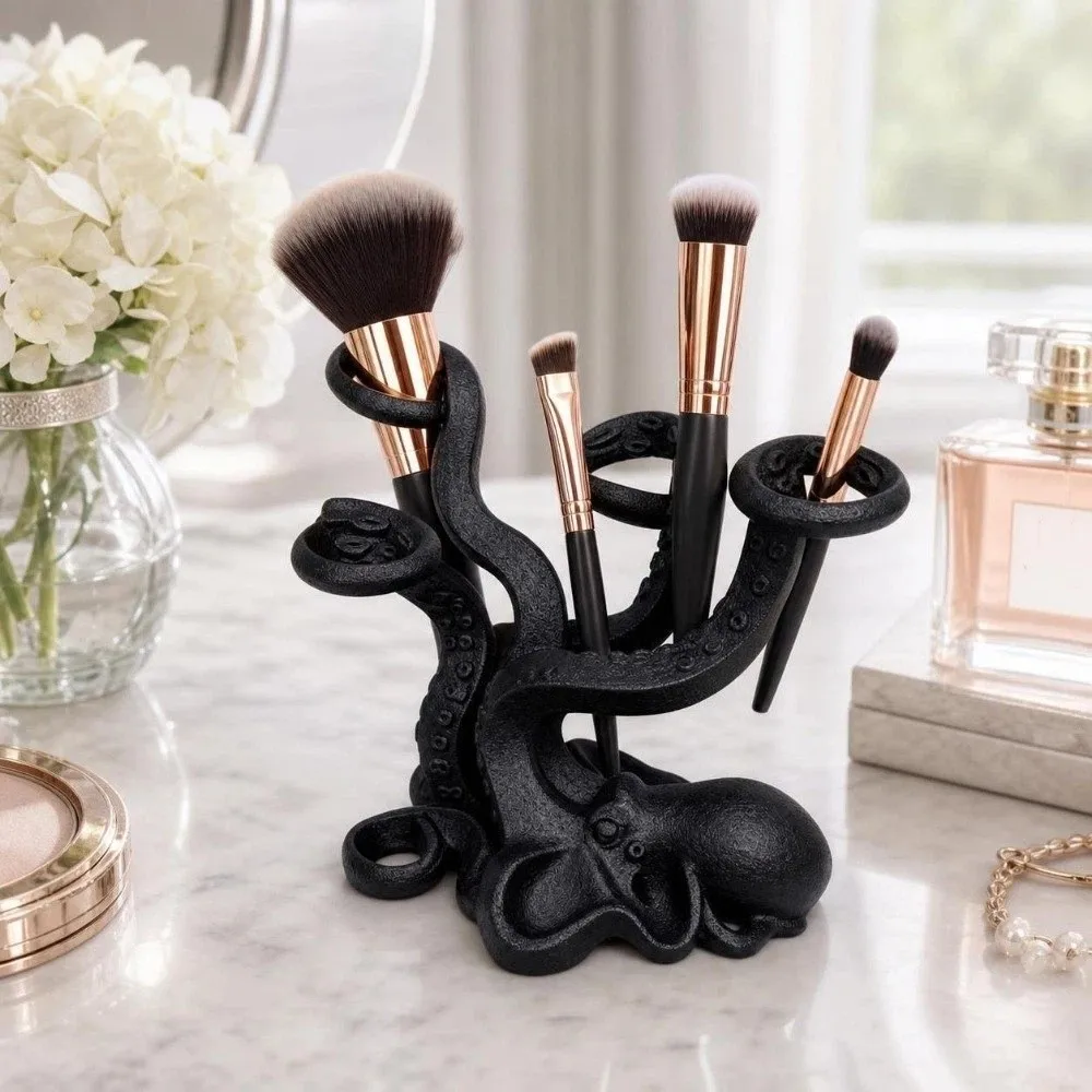Novel Gifts Multi-Slot Octopus Pen Holder Organizer 3D Printed Storage Rack Funny Tentacle-Shaped Toothbrush Holder Study Desk