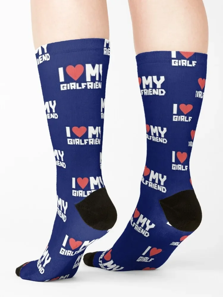 I Love My Funny Girlfriend Awesome Print Cute Gift Socks Rugby football Socks Ladies men's