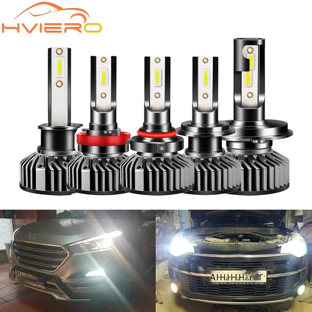 

2PCS Auto Lighting Headlamps Fog Light Waterproof COB Chip Super Bright Car Headlight DRL LED 9006 H1 H4 H7 H8 6500K 12V White