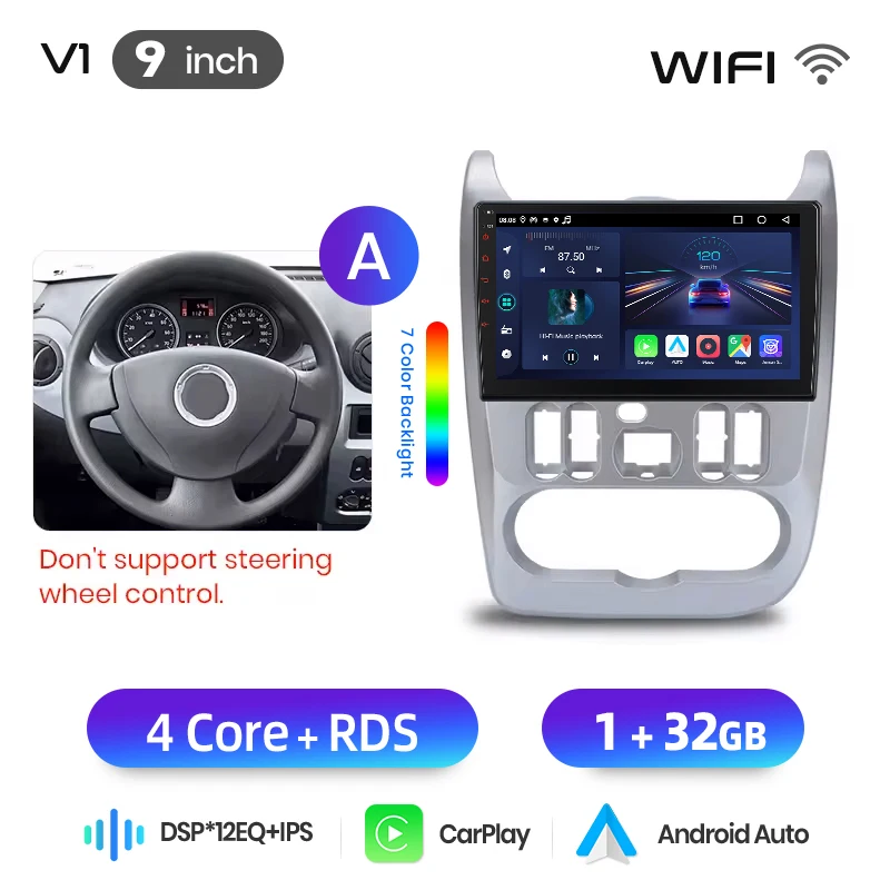 Junsun Android Auto autoradio voor Renault Logan 1 Sandero 2009 2010 2011-2013 Multimedia draadloze CarPlay SWC GPS navigatie RDS DSP