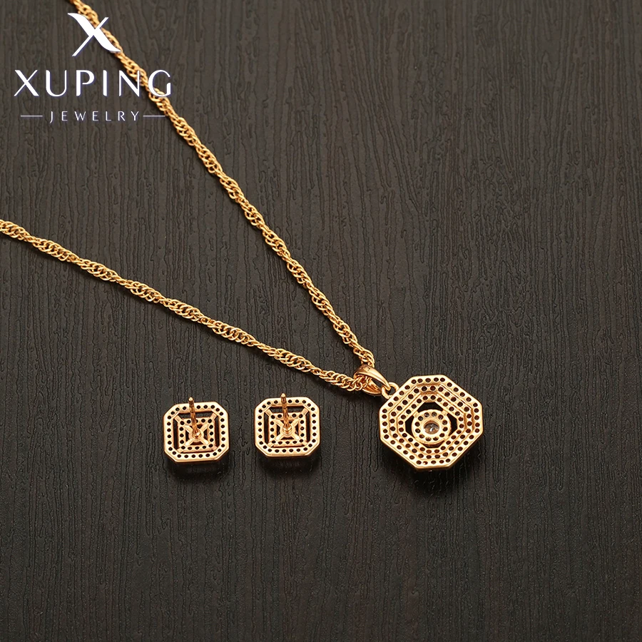 Xuping Schmuck Bestseller Trendiges Modisches Quadratisches Anhänger-Halsketten-Ohrringe-Set für Damen Exquisites Party-Geschenk X001060269 – Detail 14