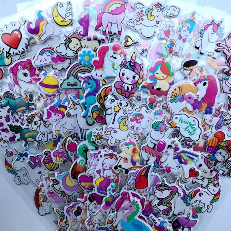 6/12/24pcs 3d Stationery Stickers Cartoon Cute Unicorn Design Scrapbook Stickers Office Cultural and Educational Supplies TMZ