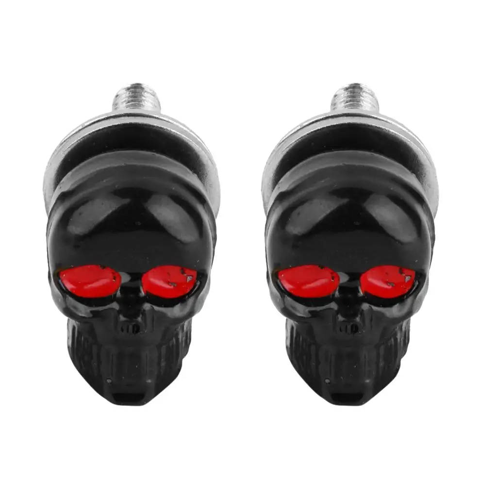 2Pcs Skull Shape License Frame Bolts for Motorbike Car Bicycle Set