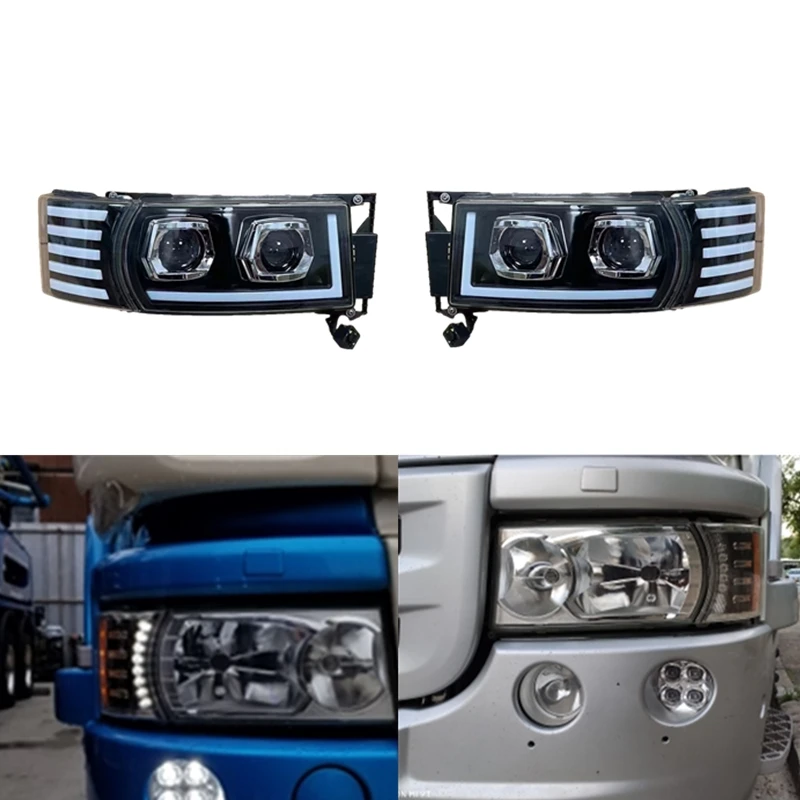 1PC RH /1PC LH led head Lamp for scania R420 truck head lamp 1730958 1730953 headlamp + 1pair corner lamp 1385410 1387155