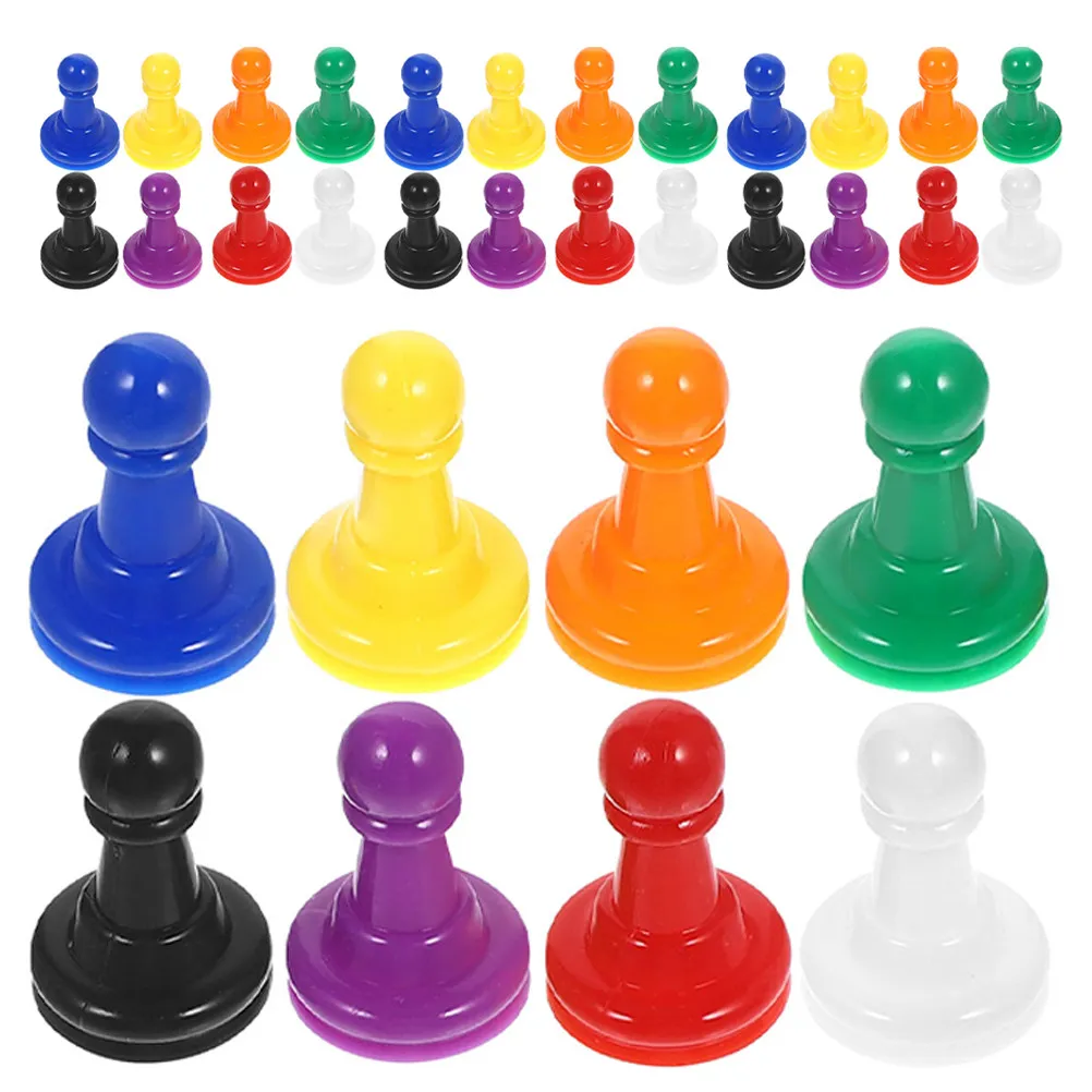 

80Pcs Board Game Pieces Multicolor Plastic Chess Pieces Smooth Finish Small Chess Play Components for Travel and Party