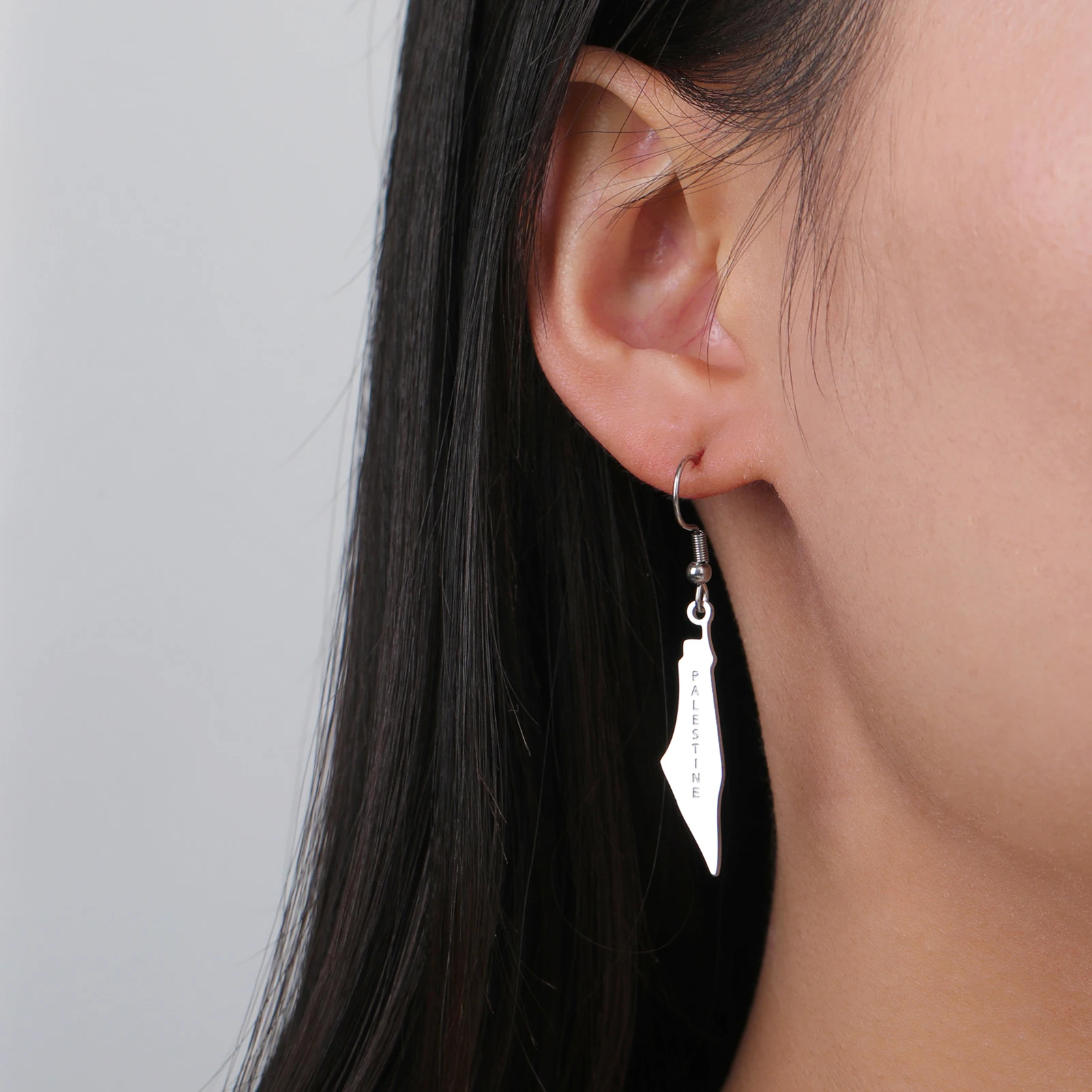 Stainless Steel Palestine Map Drop Earrings For Women Enamel Country Map Dangle Ear Jewelry Fashion Souvenir Gift