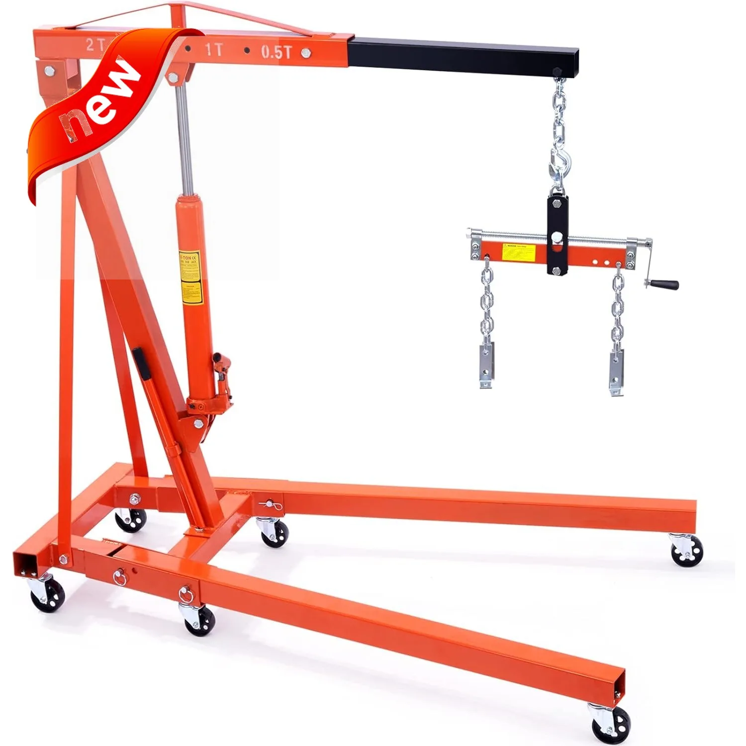 

Engine Hoist with Lever, 2 Ton Folding Cherry Picker Shop Crane Hoist Lift, Heavy Duty Hydraulic Engine Crane with 6 Casters ﻿