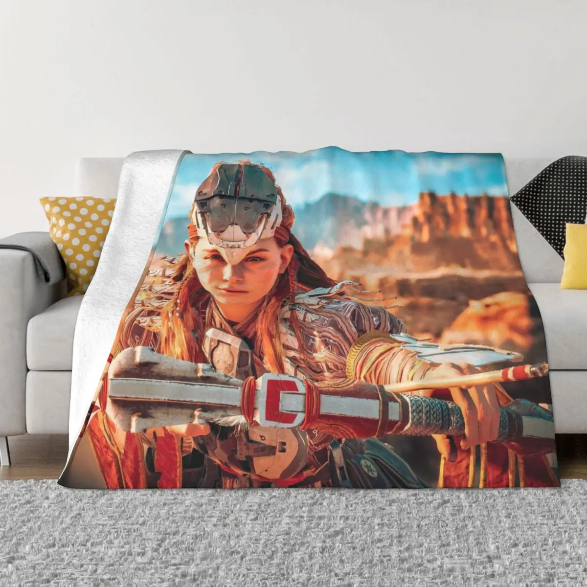 Horizon Zero Dawn Adventure Game Blanket Fleece Aloy Warm Throw Blankets for Car Sofa Couch Bedroom Quilt