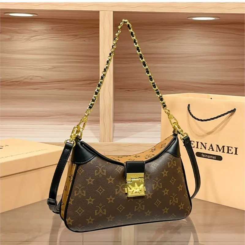 Light Luxury Brand Women's Chain Underarm Bag 2025 New Fashion Designer High-End Contrasting Single Shoulder Crossbody Bag
