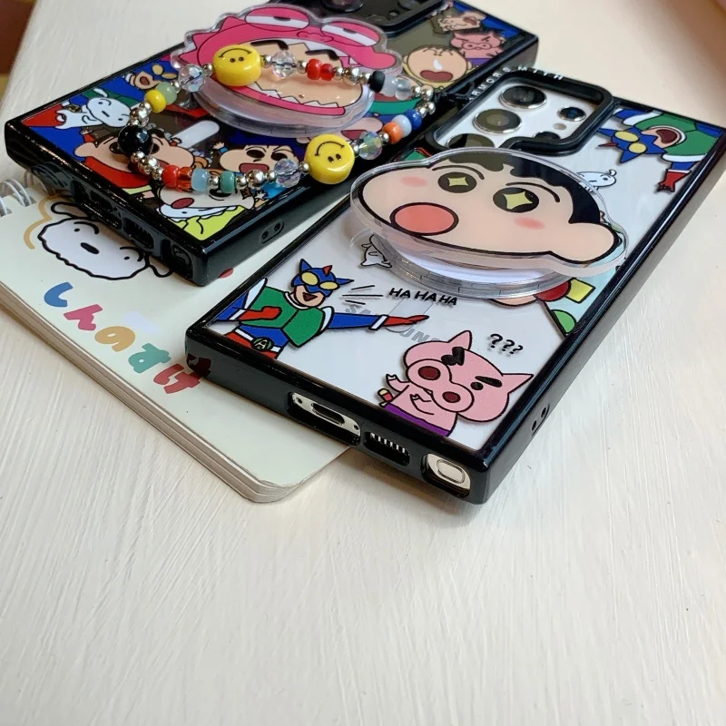Funda de carga inalámbrica para Samsung S23 S24 S25 Ultra Plus, soporte magnético con crayón de dibujos animados de cómic japonés shin-chan snot Boochan Magsafe