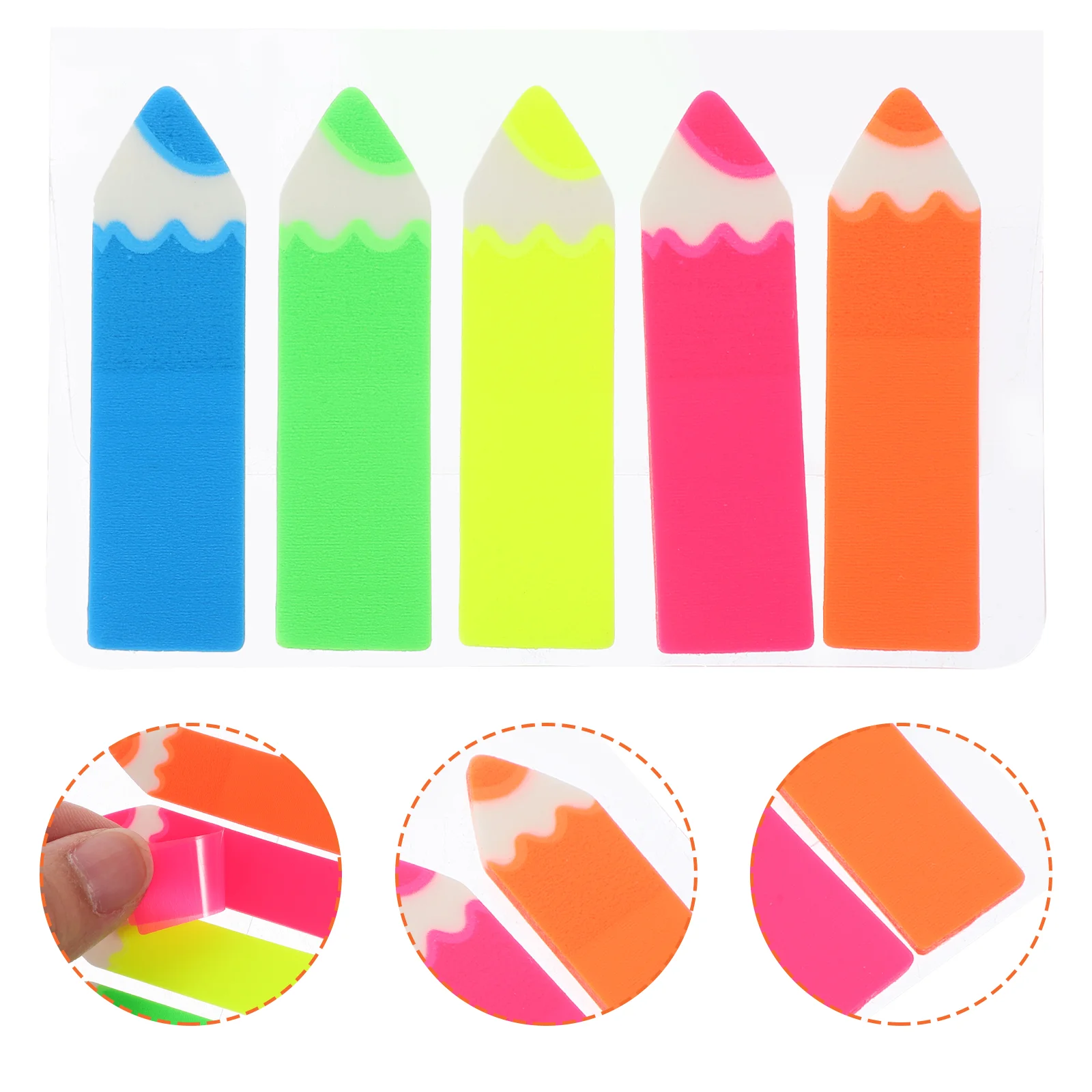 500 Pcs Colored Transparent PET Fluorescent Film Index Tabs Adhesive Reading Markers Page Stickers Home Office Bookmarks