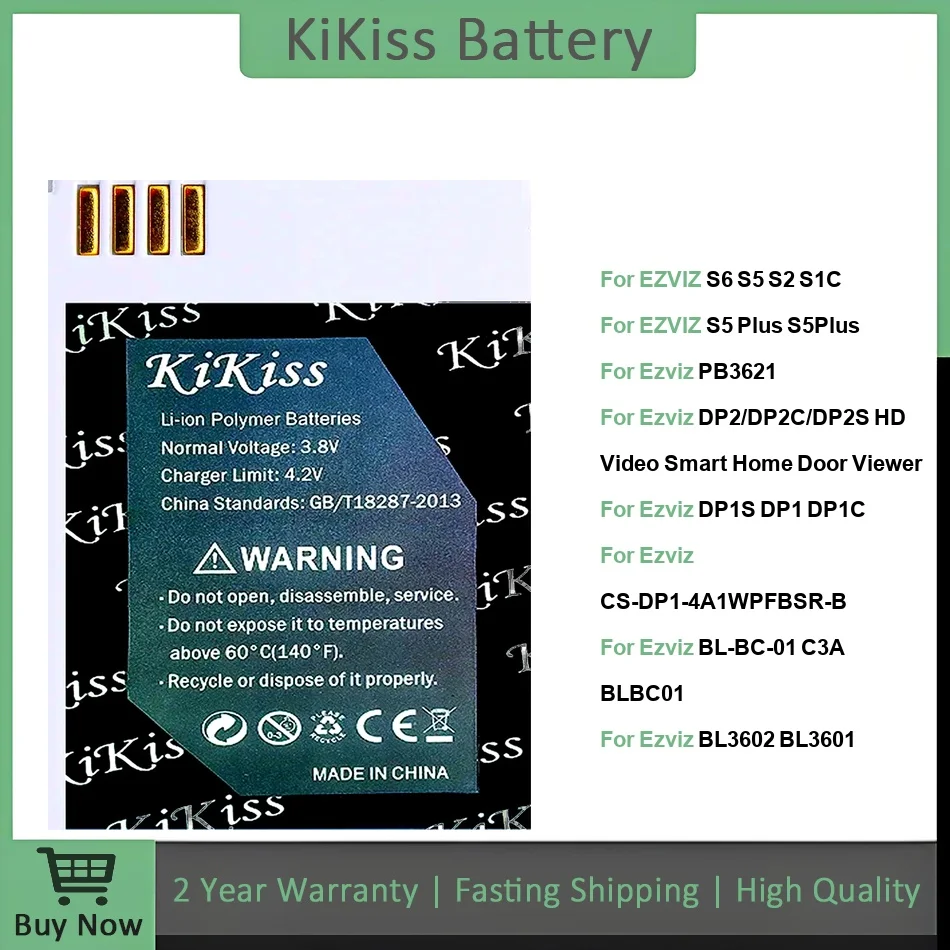 

Аккумулятор для EZVIZ S6 S5 Plus PB3621 DP2/DP2C/DP2S DP1S DP1 DP1C CS-DP1-4A1WPFBSR-B BL-BC-01 BL3602 Bl3601премиумная замена