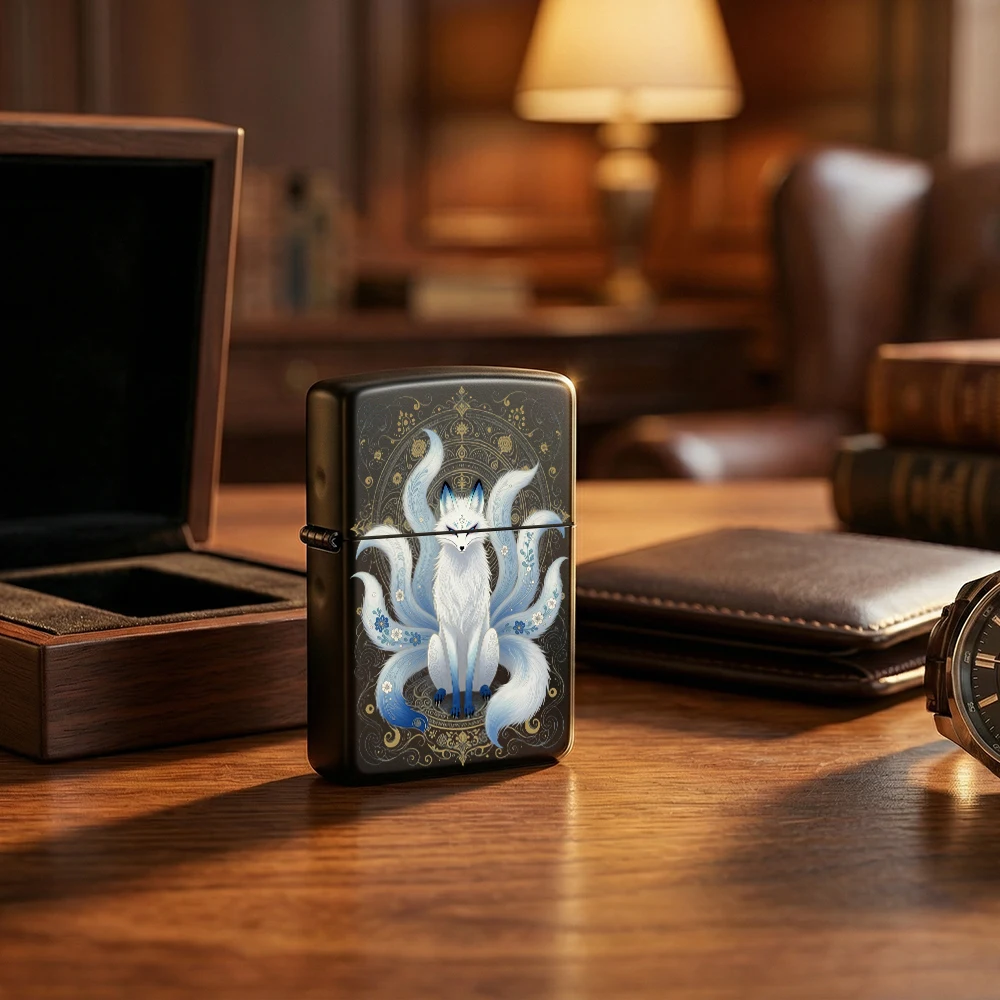 Vintage Collectible Lighters - Flip Top Lighter Nine‑Tailed Fox Mythical