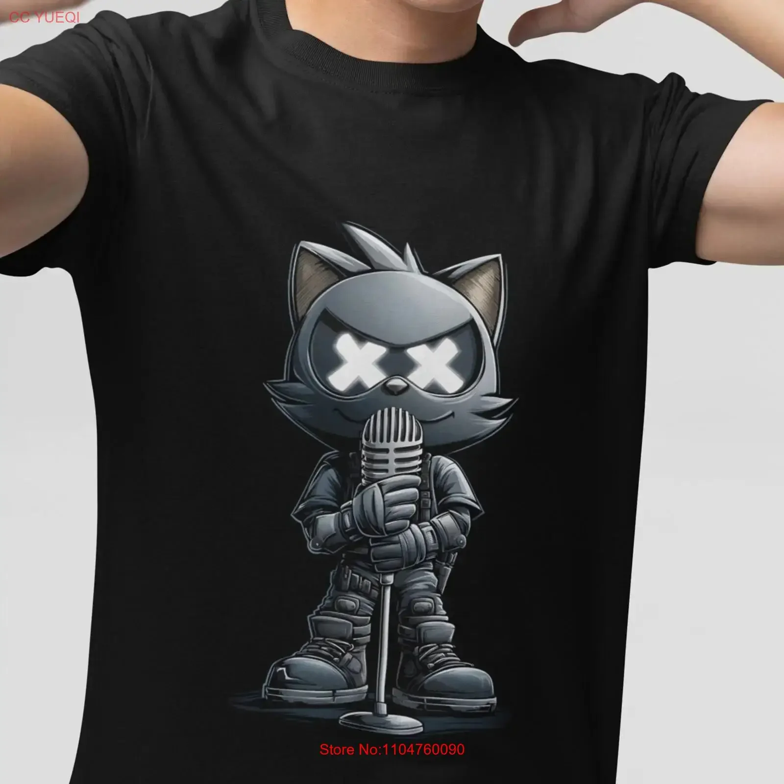 Edgy Cat T Shirt DJ music Perfect for Lovers Casual Wear Him Her Streetwear Black vintage Washed Soft Slightly Comfortable