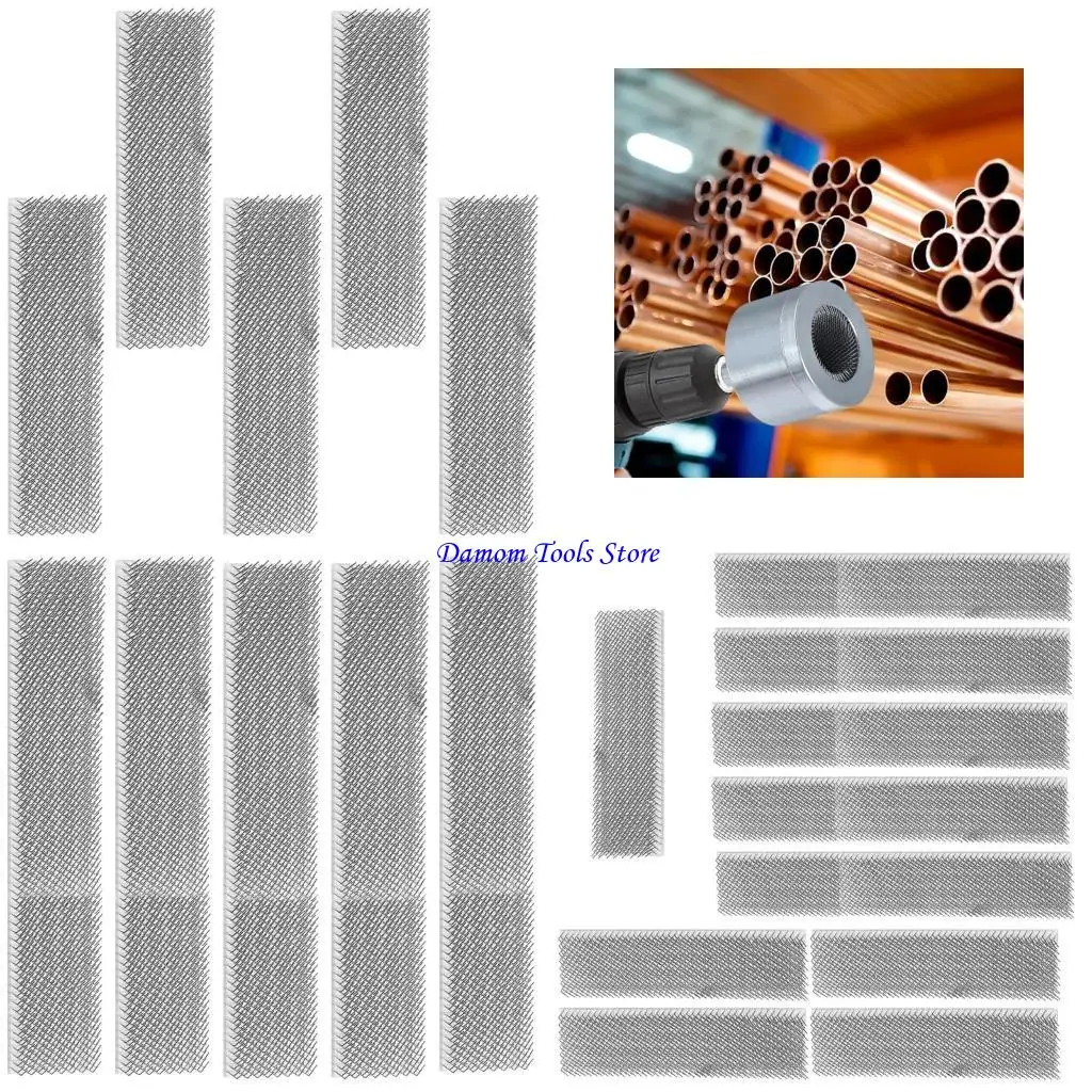 57be-銅パイプクリーナー電動ドリル用フルメタルチューブクリーニングブラシ交換可能なブラシ付き銅パイプクリーニングツール