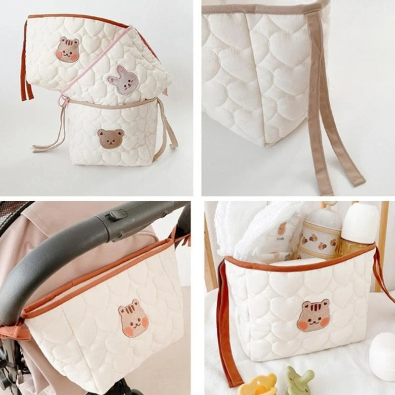 

J15U сумка для хранения детской коляски с вышивкой в ​​виде животных, сумка для подгузников, аксессуары для малышей, органайзер,