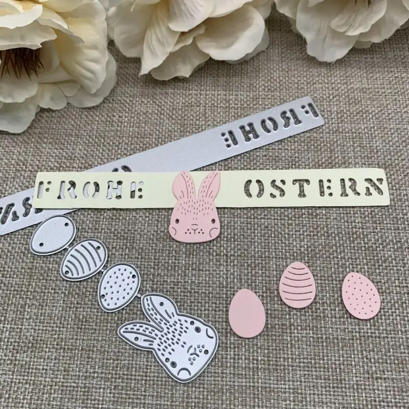 Frohe ostern letter rabbit egg Metal Cutting Dies Stencils For DIY Scrapbooking Decorative Handcraft Die Cutting Template Mold