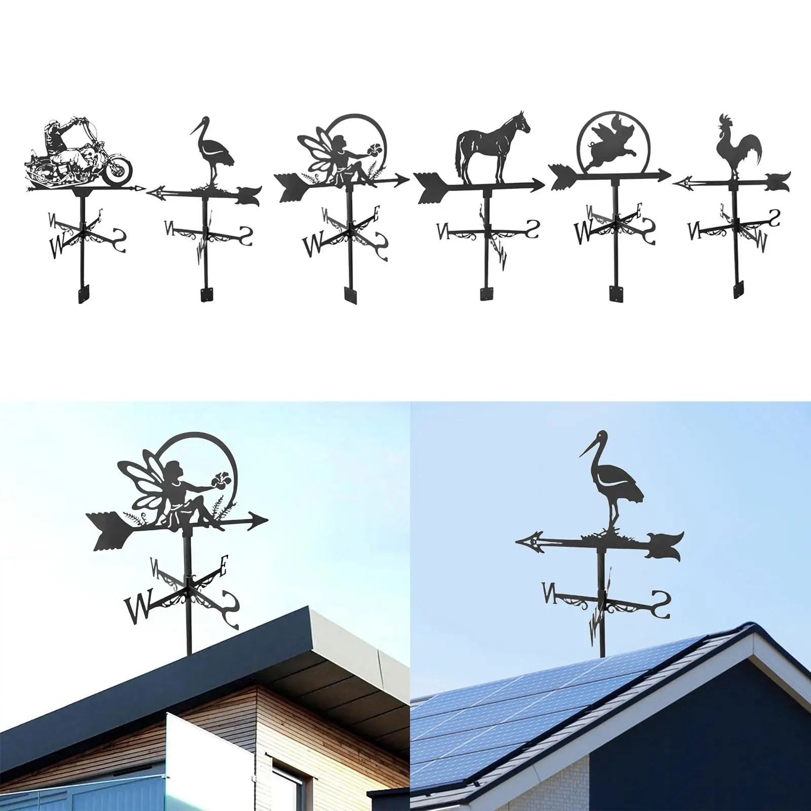 Retro Metal Weather Vane Animal Statue Practical Home Garden Crafts Ornament