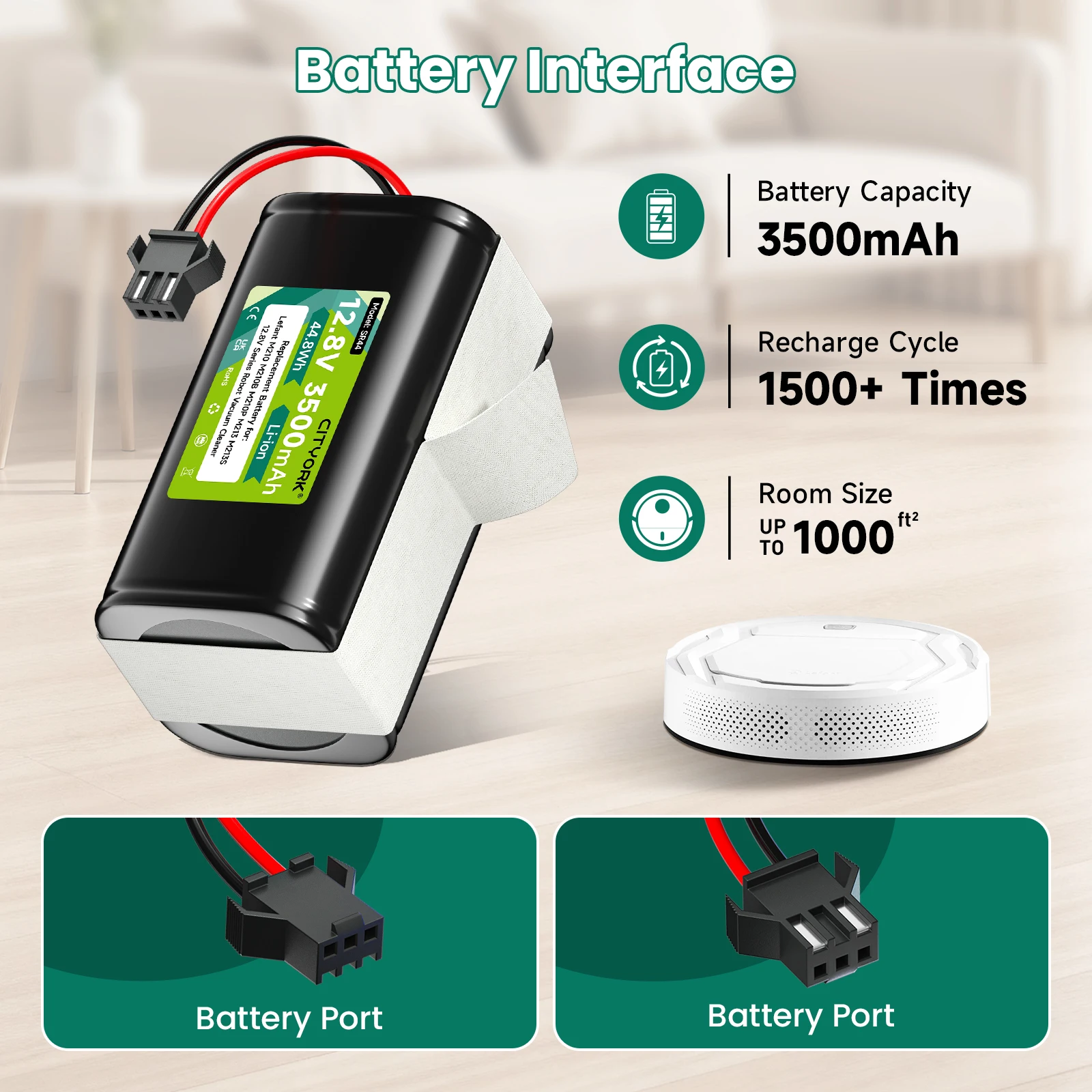 12.8V 3500mAh Battery for Lefant M210 M210B M210P M213 M213S M213B M1 for OKP Life K2 K1 100% Capacity Vacuum Cleaner Batteries
